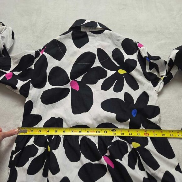 XS Maeve x Anthropologie The Bettina tiered shirt dress in Black & White floral - Picture 13 of 13